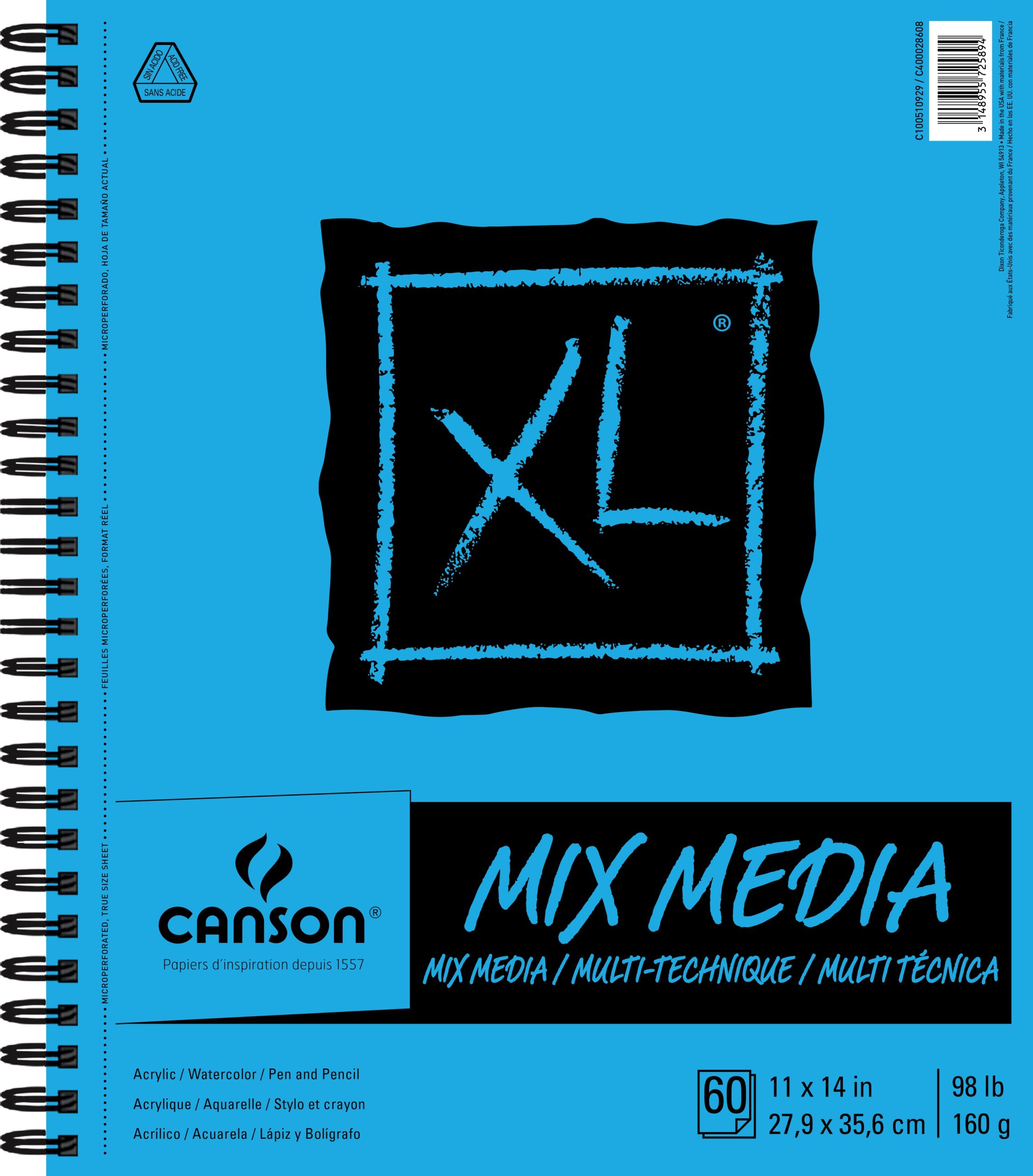 Canson XL Spiral Multi-Media Paper Pad 11"X14"-60 Sheets - Image 4